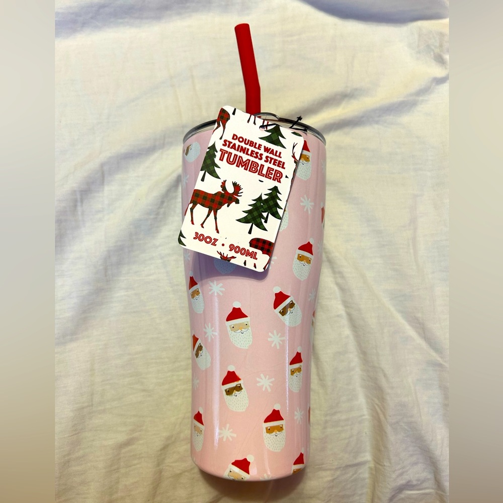 Viral Pink Santa Christmas Tumbler